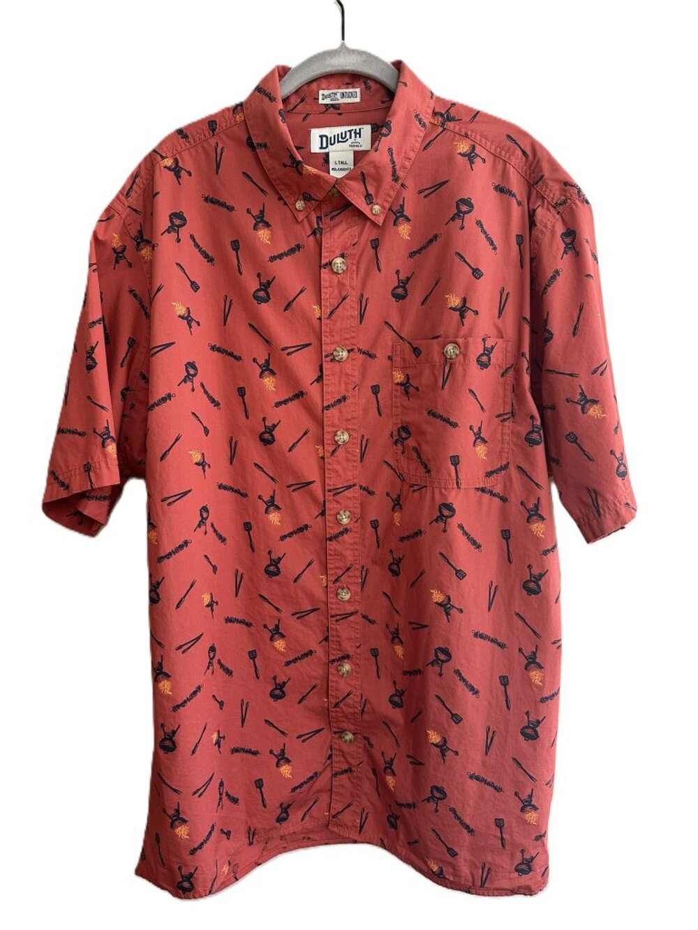Duluth Untucked BBQ Grill Short Sleeve Men's Shirt Large Tall LT Father's Day